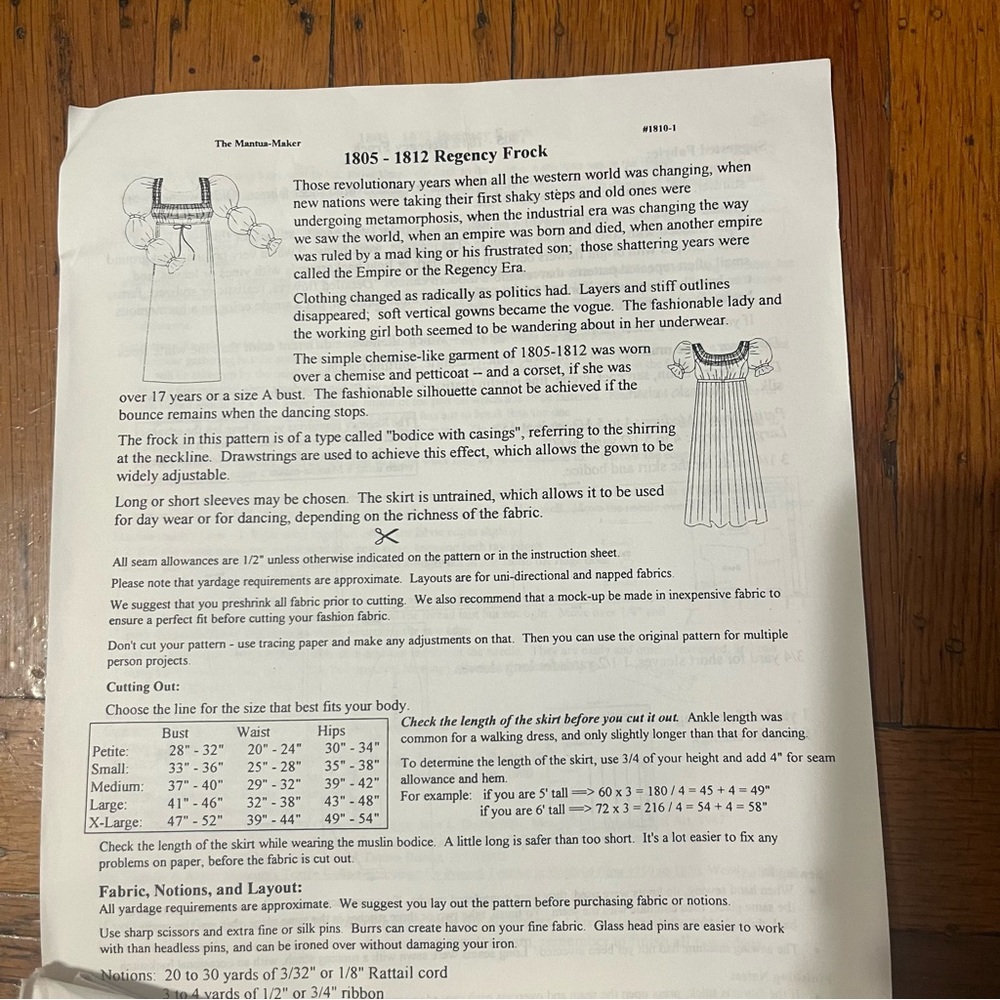 Regency Frock Sewing Pattern - Picture 2 of 2